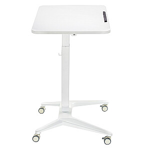 Mobilais klēpjdatora galds Maclean MC-453 W ar pneimatisko augstuma regulēšanu, klēpjdatora galds uz riteņiem, 80 x 52 cm, maks. 8 kg, regulējams augstums Maks. 109 cm (balts)