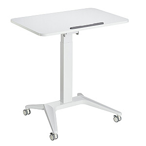 Mobilais klēpjdatora galds Maclean MC-453 W ar pneimatisko augstuma regulēšanu, klēpjdatora galds uz riteņiem, 80 x 52 cm, maks. 8 kg, regulējams augstums Maks. 109 cm (balts)