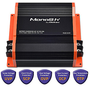 Qoltec 52479 Monolith DC-DC LiFePO4 AGM 12V akumulatora lādētājs | 20A | 250 W
