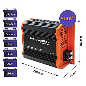 Qoltec 52480 Monolith DC-DC LiFePO4 AGM 12V akumulatora lādētājs | 40A | 500 W