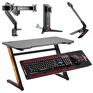 Spēļu datora galds NanoRS RS120, moderns dizains, viegls un stabils (maksimālā slodze 50 kg), melns un oranžs,