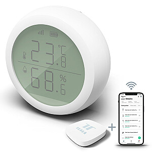 Temperatūras un mitruma sensors ar LCD displeju TESLA TSL-SEN-TAHLCD viedais sensors, temperatūras un mitruma displejs