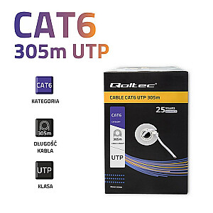 Tīkla kabelis Qoltec 50359 UTP | CAT6 | 305 m | PVC pelēks