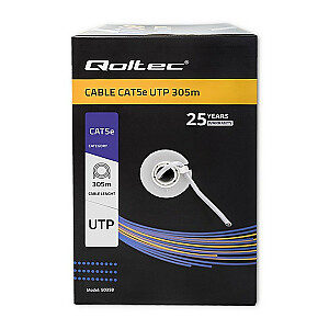 Сетевой кабель Qoltec 50358 UTP | CAT5E | 305м | ПВХ серый