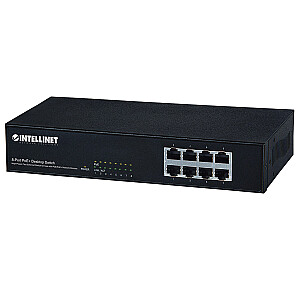 Intellinet 8 portu Fast Ethernet PoE+ slēdzis 8 portu IEEE 802.3at/af Power-over-Ethernet (PoE+/PoE) Endspan Desktop Box