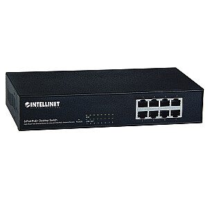 Intellinet 8 portu Fast Ethernet PoE+ slēdzis 8 portu IEEE 802.3at/af Power-over-Ethernet (PoE+/PoE) Endspan Desktop Box