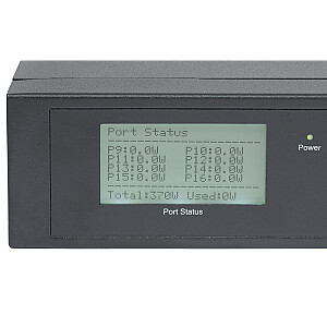 16 portu Gigabit Ethernet Intellinet slēdzis ar PoE+, 2 SFP porti, LCD, IEEE 802.3at/af Power over Ethernet (PoE+/PoE) saderīgs, 370 W, gala attālums, 19 collu statīva stiprinājums