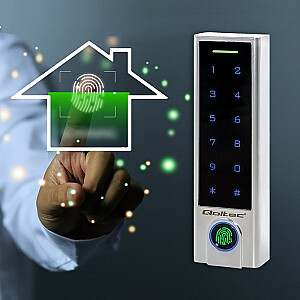 Qoltec 52448 Кодовый замок TITAN со сканером отпечатков пальцев | RFID | BT 4.0 |Код | Карта | брелок | Дверной звонок| IP68 | ЭМ