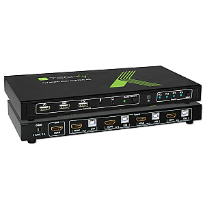 Tehniski 4x1 USB HDMI 4Kx2K IDATA KVM-HDMI4U KVM slēdzis melns