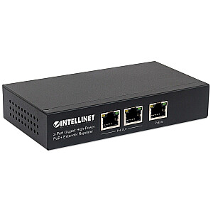 Intellinet 2 portu Gigabit PoE+ strāvas paplašinātājs, IEEE 802.3at/af Power over Ethernet (PoE+/PoE), metāls