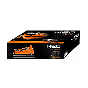 Neo Tools zema profila hidrauliskais domkrats ar celtspēju līdz 2,5 tonnām.