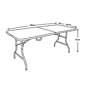 GreenBlue GB370 Saliekamais ēdināšanas galds Dārzs Patio Terase Balkons Koferu galds, 180x75x74cm, HDPE, maks. 200 kg