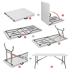 GreenBlue GB370 Saliekamais ēdināšanas galds Dārzs Patio Terase Balkons Koferu galds, 180x75x74cm, HDPE, maks. 200 kg