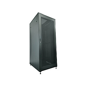 Q-LANTEC Серверный шкаф 42U 800x1000, стеклянная передняя дверь, черный FLAT PACK