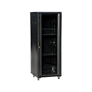 Шкаф Q-LANTEC 36U 600x600, стеклянная передняя дверь, черный FLAT PACK