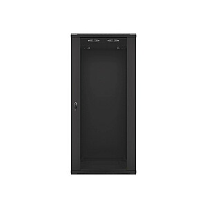Шкаф настенный стоечный Lanberg 19'' 27U 600х600мм черный (стеклянная дверь)
