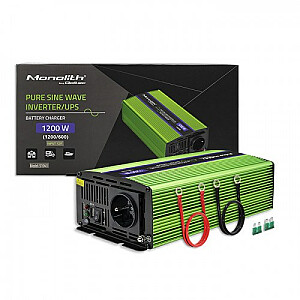 Qoltec Monolith Auto strāvas adapteris/invertors 1200W zaļš