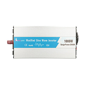 SPRIEGUMA PĀRVEIDOTĀJS Extralink 12V - 230V 1000W MODIFICĒTS SINUS OPIM-1000W strāvas adapteris/invertors, automātisks alumīnijs