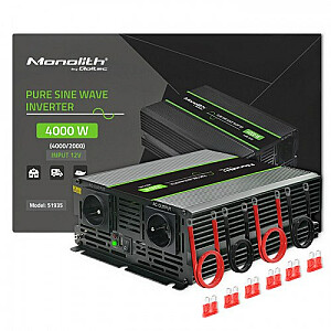 Qoltec Monolith Auto strāvas adapteris/invertors 4000W melns