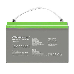 Qoltec 53077 Deep Cycle gēla akumulators | 12V | 100 Ah | 30,5 kg
