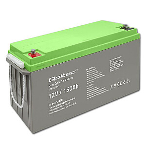 Qoltec 53078 Гелевая батарея глубокого цикла | 12 В | 150 Ач | 44,5 кг