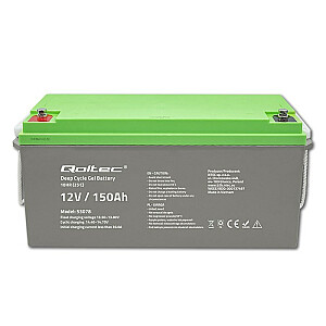 Qoltec 53078 Гелевая батарея глубокого цикла | 12 В | 150 Ач | 44,5 кг