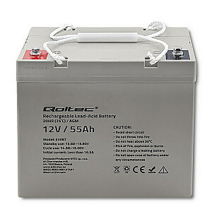 Qoltec 53067 AGM akumulators | 12V | 55 Ah | Maks. 825A