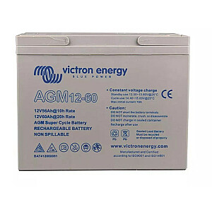 Victron Energy dziļā cikla svina skābes akumulators, AGM, 12V, 60Ah (BAT412550084)