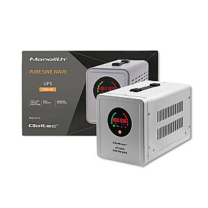 Qoltec 50719 Pure Sine Wave UPS nepārtrauktās barošanas avots | 500VA | 350 W | Pelēks