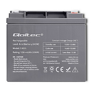 QOLTEC 53035 Qoltec Battery AGM   12V