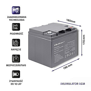 QOLTEC 53035 Qoltec Battery AGM   12V