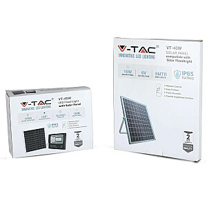 V-TAC 16 Вт, черный, IP65, солнечный светодиодный проектор, пульт дистанционного управления, таймер VT-40W, 4000K, 1050 лм