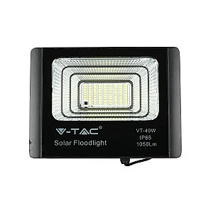 V-TAC 16W melns IP65 saules LED projektors tālvadības pults taimeris VT-40W 6000K 1050 lūmeni