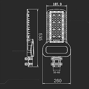 LED ielu lampa V-TAC SAMSUNG CHIP 100W Objektīvi 110st 135Lm/W VT-104ST 4000K 13500lm