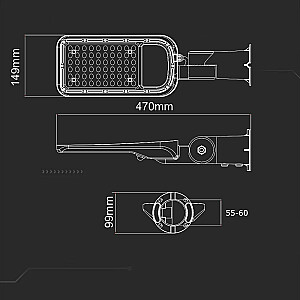 V-TAC SAMSUNG CHIP regulējams 50W 120Lm/W VT-59ST 6500K 5000Lm LED ielas apgaismojums