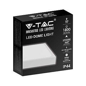 Lampa V-TAC 30W LED Square IP44 mikroviļņu kustības sensors 42x42cm balts VT-8630SW-SQ 4000K 3000lm