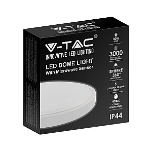 Lampa V-TAC 30W LED apaļa IP44 mikroviļņu kustības sensors 42cm balts VT-8630S-W-RD 4000K 3000lm