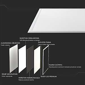 Светодиодная панель V-TAC 40W 600x600 PMMA 120Лм/Вт VT-6060-6 4500К 4950лм