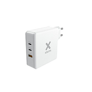 Xtorm 3-портовое зарядное устройство USB 140 Вт USB-C PD3.1 EPR GaN, белое (USB-C PD EPR 140 Вт, USB-C PD100W, USB-A QC 3.0)