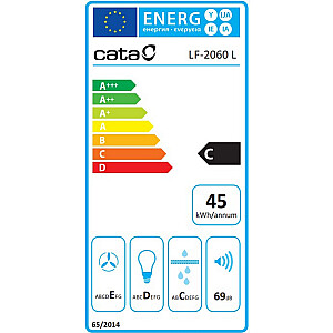 CATA LF-2060 WH/L Hood, Energy efficiency class C, Width 60 cm, Max 195 m³/h, LED, White CATA