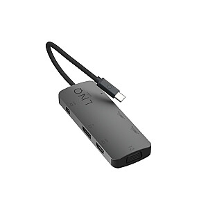 LINQ byELEMENTS LQ48019 — 7-in-1 HDMI adapteris ar trim displejiem un 4K izšķirtspēju, PD un perifērijas portiem