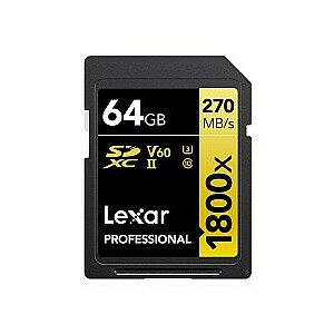 Lexar SDXC 64 GB Professional 1800x UHS-II U3 (180/270 MB/s)