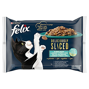FELIX Deliciously Sliced Fish - влажный корм для кошек - 4x 80 г