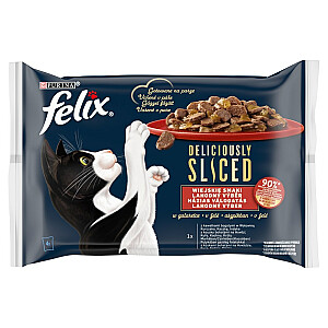 FELIX Deliciously Sliced - mitrā kaķu barība - 4x 80g