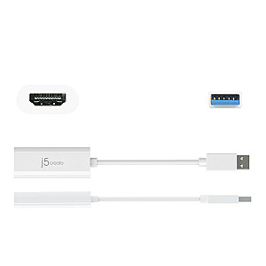 j5create Adapter USB-HDMI Multi-Monitor Adapter (USB3.1m - 4K HDMI f 8 cm; balts) JUA254-N