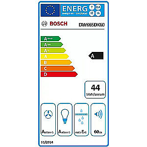 Bosch Hood DWK65DK60 Wall mounted Energy efficiency class A Width 59 cm 430 m³/h Electronic control LED Black