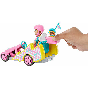 Lelle Bārbija Mattel Gokart Stacie Filmas auto un lelle + suns HRM08