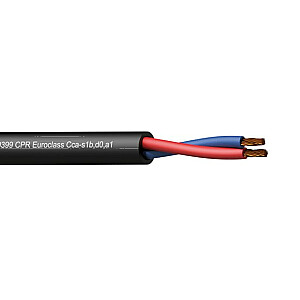 PROCAB CLS225-CCA/1 – skaļruņa kabelis – 2 x 2,5 mm2 – 13 AWG – EN50399 CPR eiro klases Cca-s1b,d0,a1 koka spole 100m – melna versija