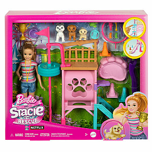 Mattel suņu rotaļu laukums ar lelli Bārbiju + Stacy HRM10 filmu komplektu