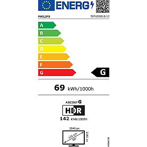 Philips The One 4K UHD LED Android™ TV 50" 50PUS8818/12 3-sided Ambilight 3840x2160p HDR10+ 4xHDMI 2xUSB LAN WiFi DVB-T/T2/T2-HD/C/S/S2, 40W
